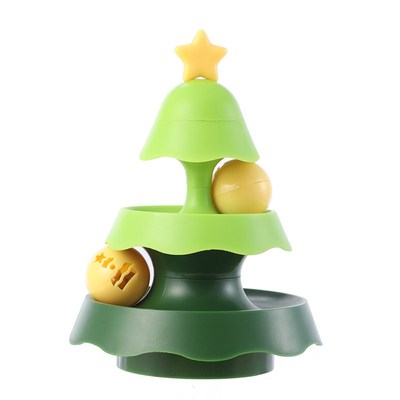 圣诞树猫玩具迷你猫咪轨道转盘自嗨解闷发光铃铛球磨牙薄荷球宠物