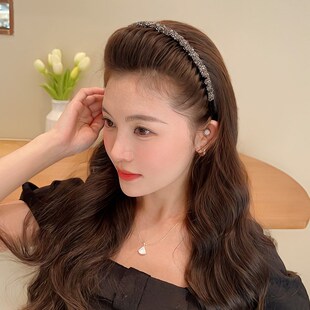 压碎发头发发箍带齿防滑洗脸头箍外戴百搭网红成人带钻发卡头饰女