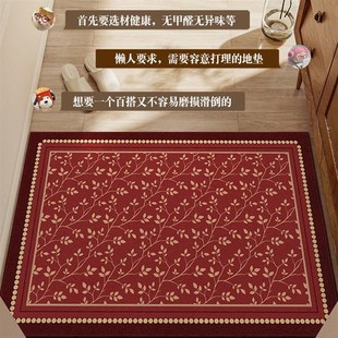 红色入户门口地毯现代简约家用地垫玄关口耐脏除尘踏脚垫子可裁剪