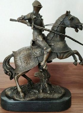 骑士雕塑马盔甲欧式古典中世纪铜雕塑工艺术品家居饰品礼品摆件