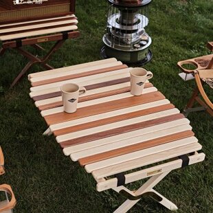 ampm全日营户外一起露营吧实木蛋卷桌黄铜折叠桌野营露营桌｜叠影