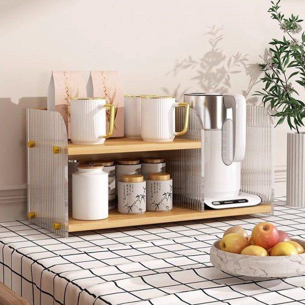 桌面置物架亚克力餐桌多层收纳整理架家用桌上茶水吧放水杯架子,收纳整理,书桌收纳置物架,淘宝优惠券,粉丝福利购,淘宝优惠卷