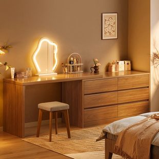梳妆台家用卧室现代简约新中式化妆桌2024新款斗柜化妆台一体实木