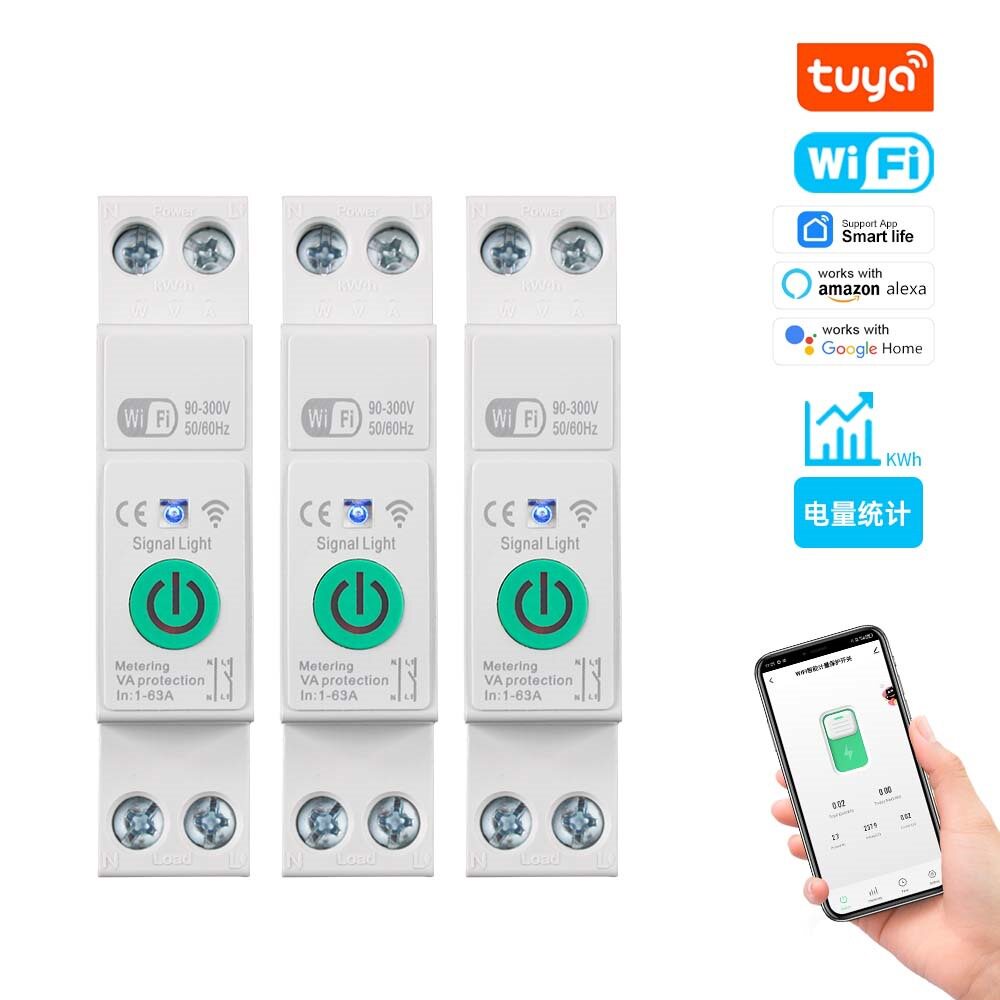 涂鸦WiFi智能断路器TUYA空开远程控制导轨式安装可监控电量1-63A