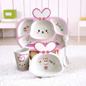 动物大联盟盘婴儿童餐盘家用分隔卡通可爱兔子小女孩宝宝碗勺杯子