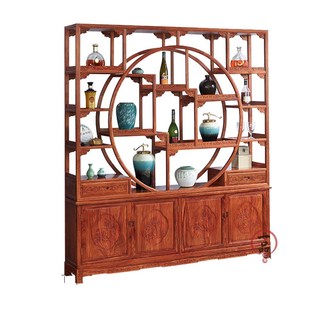 红木团圆博古架刺猬紫檀实木多宝格实木古董玄关大圆博古架阁厅柜