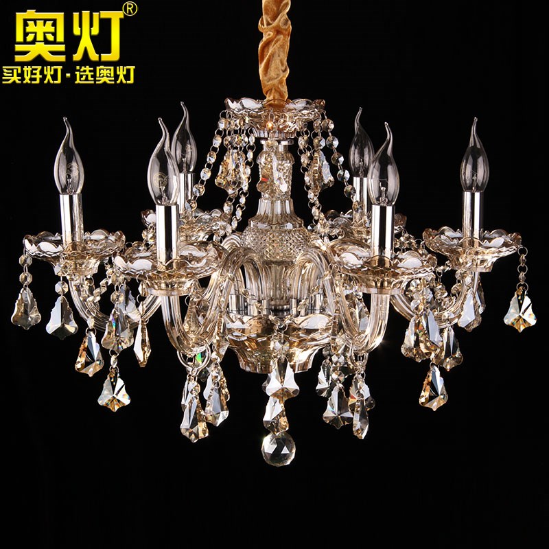 奥灯干邑色欧式蜡烛水晶吊灯客厅低户型楼层短灯体水晶灯92