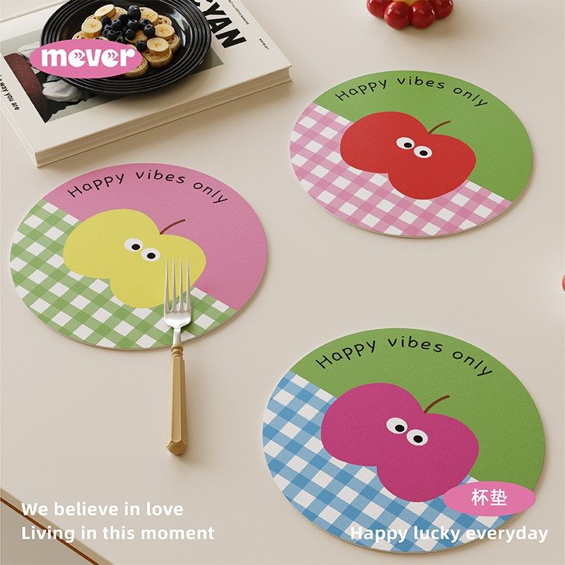 韩式多巴胺格子家用皮革吸水杯垫隔热餐垫桌面咖啡杯茶水垫防烫垫,居家布艺,餐垫,淘宝优惠券,粉丝福利购,淘宝优惠卷