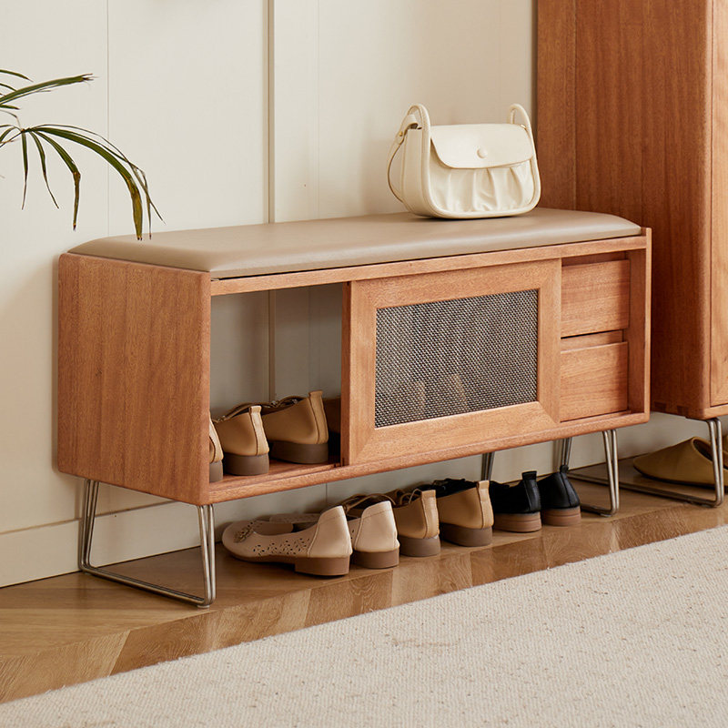 夕作实木换鞋凳家用门口入户鞋柜