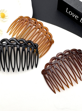 发梳黑色咖色7.5*5.2cm11齿头饰梳子女手工DIY配件材料盘发插梳