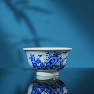 两亩童子压手杯60ml 景德镇手工中式青花手绘家用送礼茶杯主人杯