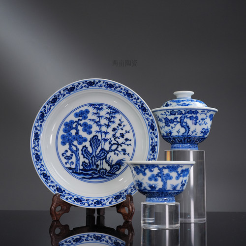 刘建锋窑松竹梅手绘茶器