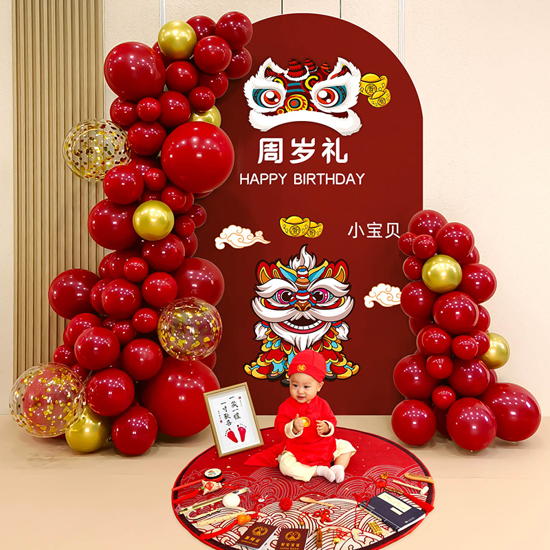 牛宝周岁宴礼用品男女孩牛宝宝一周岁生日布置抓周装饰背景墙kt板