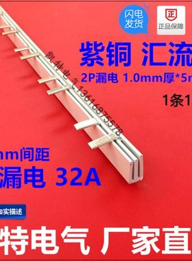 2P漏电32A汇流排 紫铜1.0厚*5mm宽 DZ47汇流排 紫铜汇流排 KT008