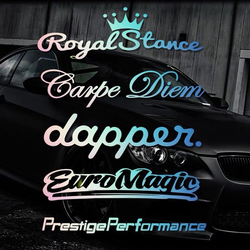 汽车贴纸挡风玻璃改装车贴纸创意个性英文后档装饰贴七彩反光贴画