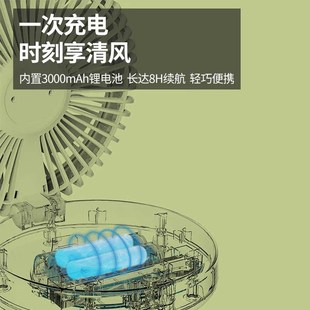桌面宿舍寝室卧室超大风力无线款 康铭折叠充电风扇空气循环扇台式
