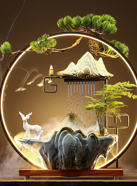 流水招财生财摆件家居创意喷泉客厅办公室桌面乔迁新居开业礼品