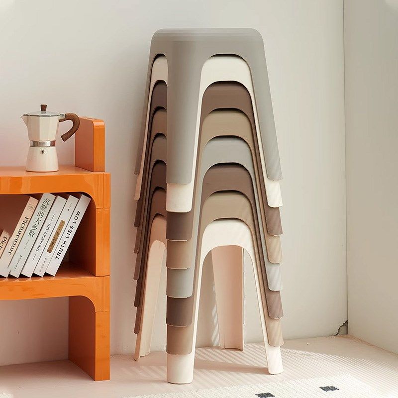 可叠放塑料凳子家用大人加厚简约板凳客厅备用餐凳结实耐用高胶凳