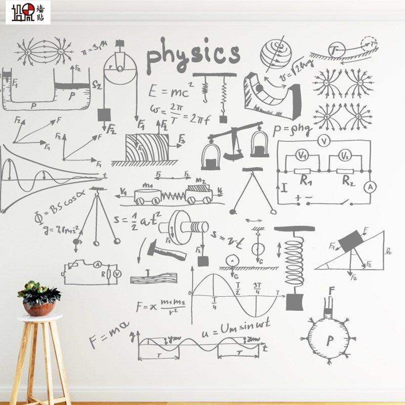 物理公式宿舍寝室教室文化墙后墙艺术涂鸦贴纸培训机构背景墙装饰,家居饰品,软装墙贴,淘宝优惠券,粉丝福利购,淘宝优惠卷