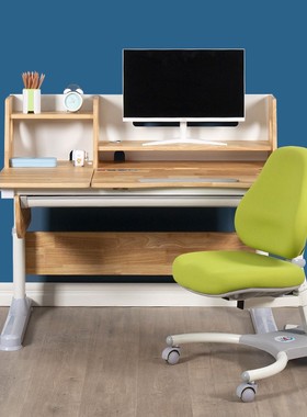 cico思科橡胶木实木儿童学习桌家用可升降写字桌多功能学生书桌