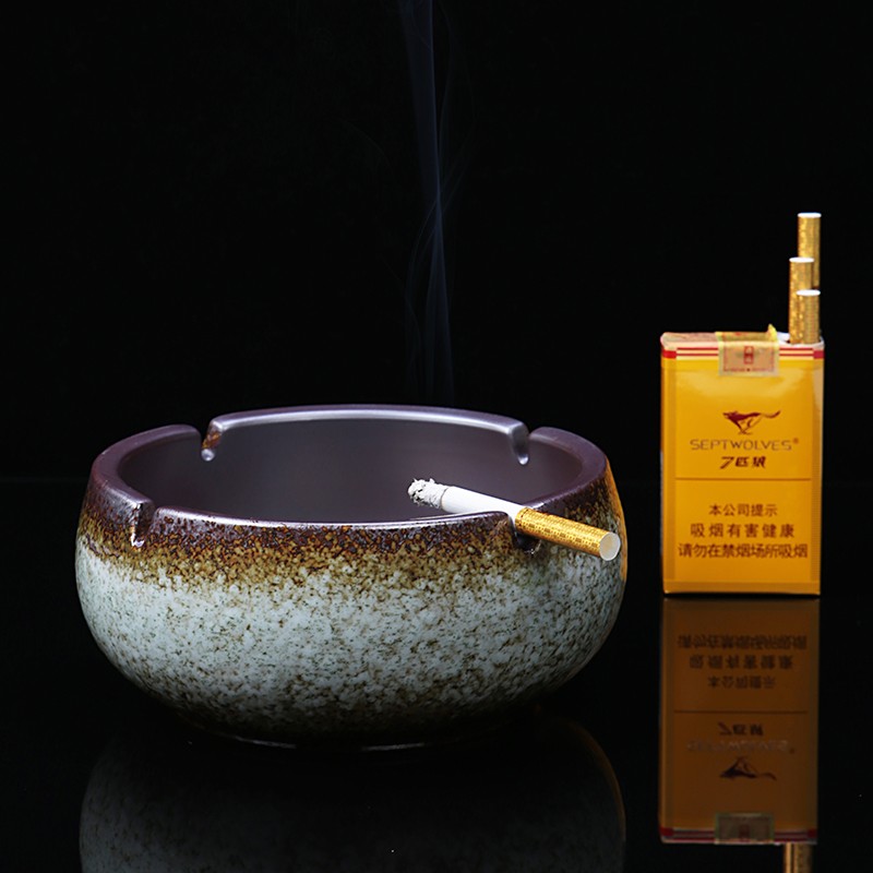 烟灰缸创意大号个性复古酒吧客厅展厅办公陶瓷家用茶渣缸茶道零配