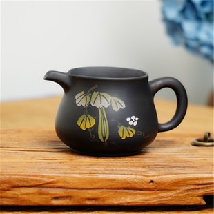 创意手柄 建水紫陶公道杯陶瓷分茶器茶杯高端茶具侧把茶海大号新款