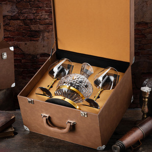 旋转醒酒器家用酒具礼盒 创意红酒杯轻奢高档水晶勃艮第高脚杯套装