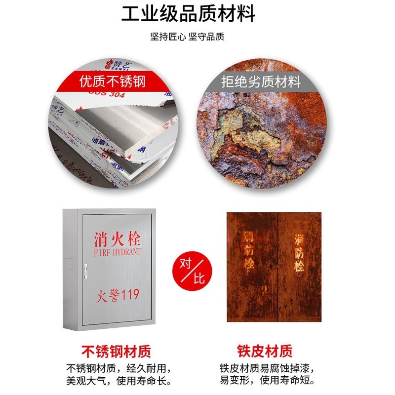 不锈钢消火栓箱消防栓箱消防水带软管卷盘室内外全套消防器材