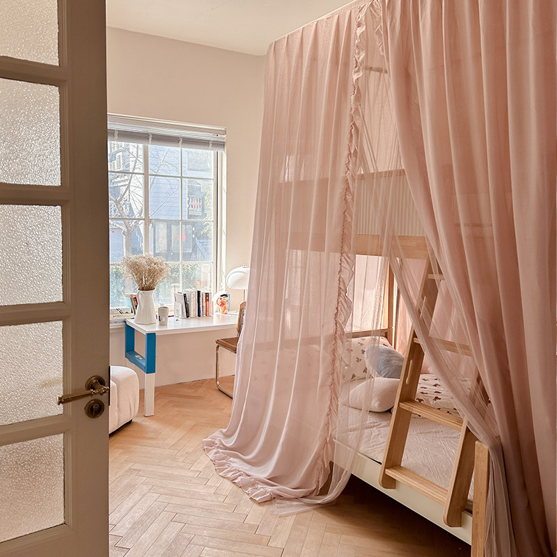 亚麻儿童卧室子母床上下铺一体式蚊帐遮光防尘顶床幔u型可升降架,床上用品,蚊帐,淘宝优惠券,粉丝福利购,淘宝优惠卷