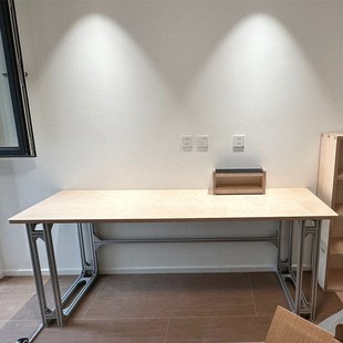 工业风海洋板实木长桌子工作台会议桌铝型材办公桌电脑桌桦木书桌