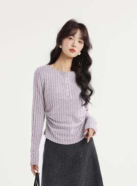 记忆的起点针织衫2026春季新款时尚显瘦V领针织上衣女70GC30010Z