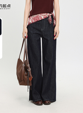 记忆的起点微喇牛仔裤2025秋季新款复古休闲宽松裤子69AQ27676-1
