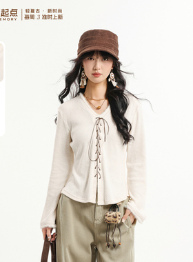 记忆的起点V领针织衫2026春季新款百搭显瘦内搭打底衫女70AC38627