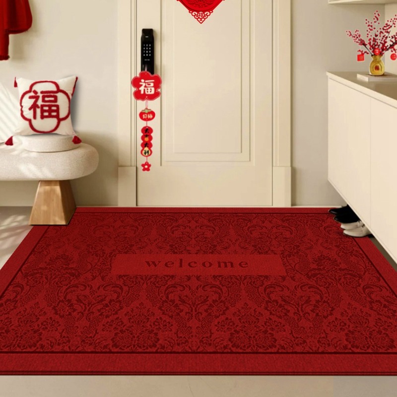 高级感红色喜庆地垫入户门垫门口进门花朵玄关家用新款新居地毯,居家布艺,入户地垫,淘宝优惠券,粉丝福利购,淘宝优惠卷