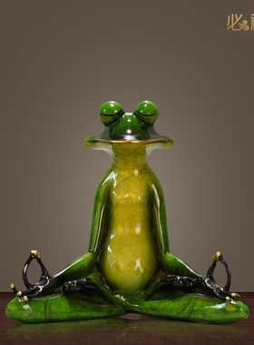 必禧利 全黄铜青蛙坐禅摆件家用室内办公室玄关书房大气装饰品