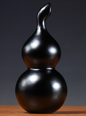 实木黑色葫芦摆件家居客厅玄关仿古实木葫芦客厅装饰红木工艺品