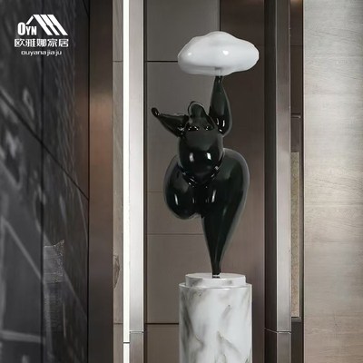云朵抽象风韵胖妞人物雕塑摆件家居客厅玄关创意人形艺术装饰灯具