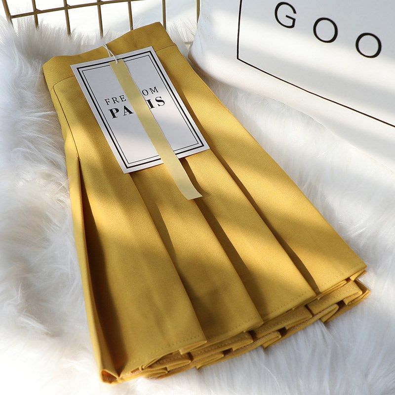 红色百褶裙春夏短款高腰a字显瘦学院风短裙女百搭西装料半身裙裤