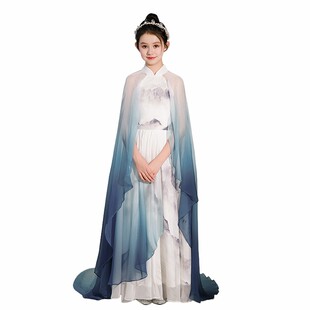 女童礼服高端中大童弹古筝演出服中国风艺考民乐演奏礼服千里江山