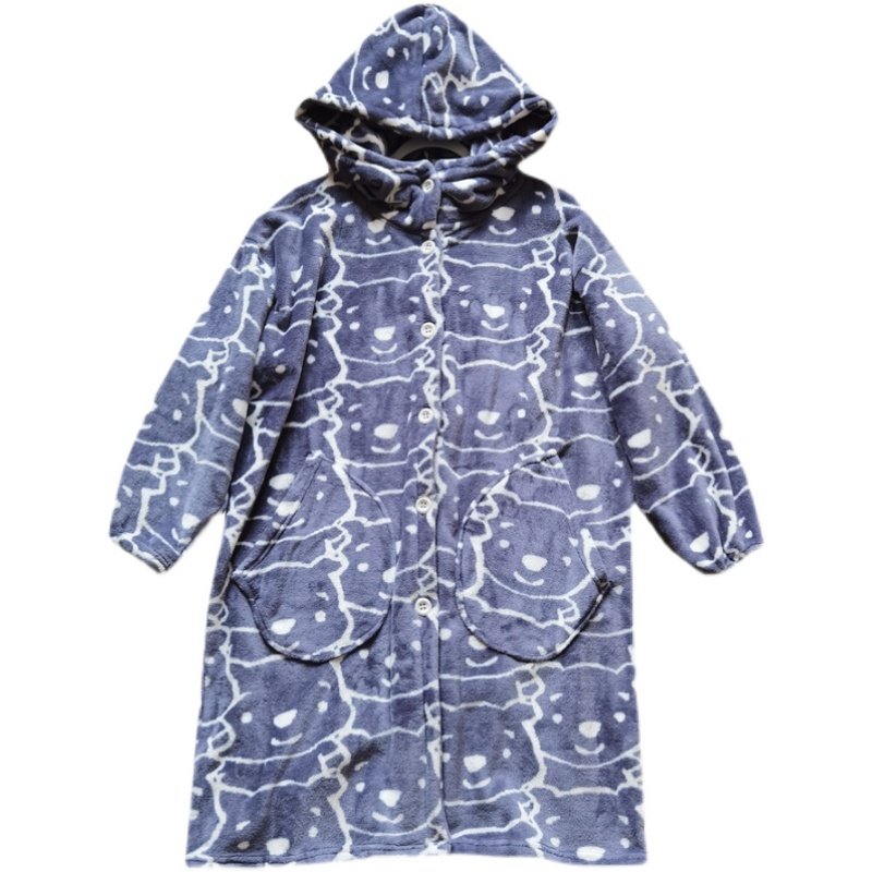 秋冬保暖男女珊瑚绒法兰绒睡裙袍子连帽可爱家居服睡衣长款情侣新,女士内衣/男士内衣/家居服,睡袍/浴袍,淘宝优惠券,粉丝福利购,淘宝优惠卷