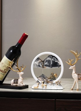 新中式家居酒柜铃兰鹿红酒架摆件餐边柜装饰客厅玄关乔迁新居礼品