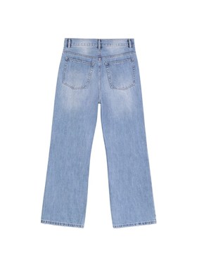 IDLT 宽松微喇 2021M 高品质 蓝色猫须马骝洗水牛仔裤男女阔腿潮