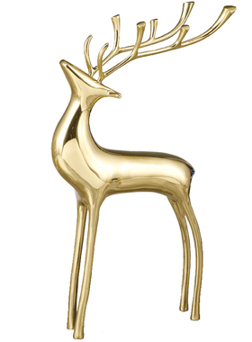 简约全黄铜鹿家居招财摆件客厅玄关酒柜北欧轻奢软装乔迁送礼祝福