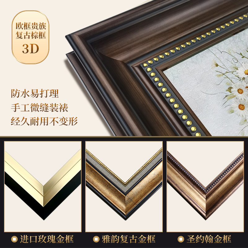 美式餐厅挂画带钟表客厅背景墙装饰画高端复古组合画挂钟欧式壁画