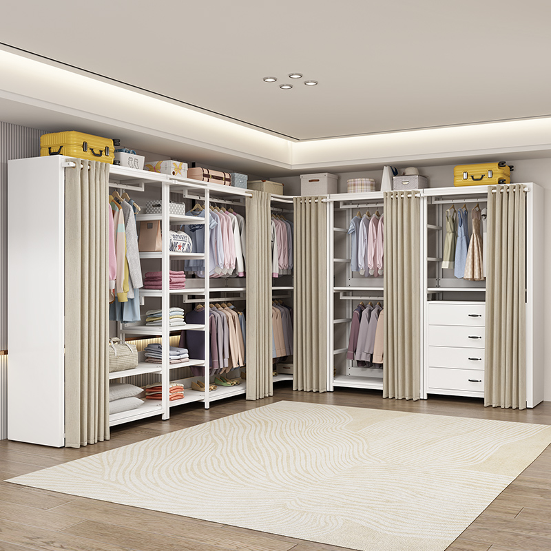 钢木钢制转角衣柜定制组合衣柜家用卧室置物架衣橱金属框架开放式