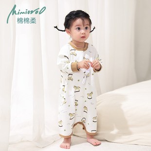 儿童睡袍春秋宝宝睡衣婴儿睡裙秋季纯棉a类男童女家居服护肚秋冬