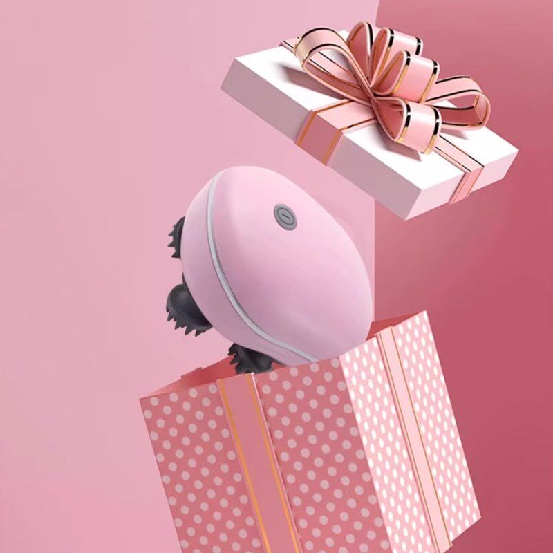 猫咪头部按摩器充电动四抓揉捏头皮按摩头部揉捏撸猫红光按摩器粉