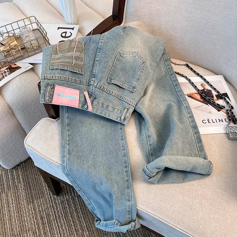 直筒牛仔裤男款美式设计感小众