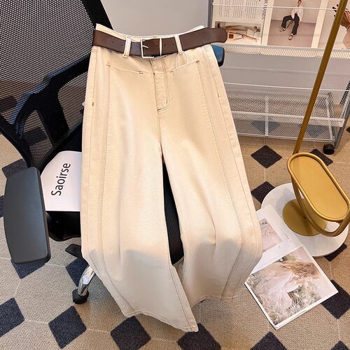 高级感米白色牛仔裤男春夏新款