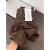 高街潮牌宽松直筒阔腿休闲裤 男2026春秋新款 子 复古咖色牛仔裤 美式